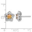 Sterling Silver Rhodium-plated Polished Citrine and White Topaz Star Post Earrings - Birthstone Company