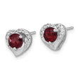 Sterling Silver Rhodium-plated Polished Garnet and White Topaz Heart Post Earrings - Birthstone Company