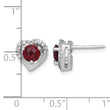Sterling Silver Rhodium-plated Polished Garnet and White Topaz Heart Post Earrings - Birthstone Company