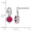 Sterling Silver Rhodium-plated Polished Round Lab Created Ruby and CZ Heart Post Dangle Earrings - Birthstone Company
