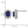 Sterling Silver Rhodium-plated Polished Lab Created Sapphire and CZ Oval Halo Post Earrings - Birthstone Company