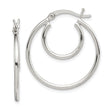 Sterling Silver Polished 2mm Double Hoop Earrings