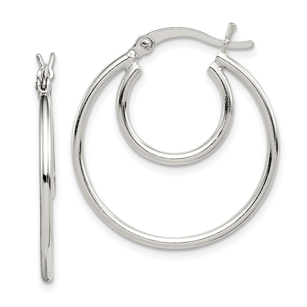 Sterling Silver Polished 2mm Double Hoop Earrings