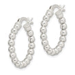 Sterling Silver Polished Beaded Hoop Earrings