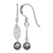 Sterling Silver Polished Filigree 5-6mm Grey Freshwater Cultured Pearl Dangle Earrings - Birthstone Company
