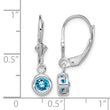 Sterling Silver Rhodium Plated 5mm Round Blue Topaz Leverback Earrings - Birthstone Company