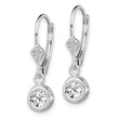 Sterling Silver Rhodium Plated 5mm Round CZ Leverback Earrings