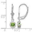Sterling Silver Rhodium Plated 5mm Round Peridot Leverback Earrings - Birthstone Company