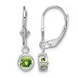 Sterling Silver Rhodium Plated 5mm Round Peridot Leverback Earrings - Birthstone Company