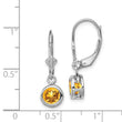 Sterling Silver Rhodium Plated 6mm Round Citrine Leverback Earrings