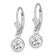 Sterling Silver Rhodium Plated 6mm Round CZ Leverback Earrings - Birthstone Company