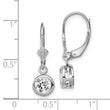 Sterling Silver Rhodium Plated 6mm Round CZ Leverback Earrings