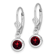 Sterling Silver Rhodium Plated 6mm Round Garnet Leverback Earrings - Birthstone Company