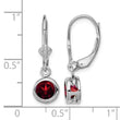 Sterling Silver Rhodium Plated 6mm Round Garnet Leverback Earrings - Birthstone Company