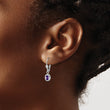 Sterling Silver Rhodium Plated 6x4mm Oval Amethyst Leverback Earrings - Birthstone Company