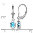 Sterling Silver Rhodium Plated 6x4mm Oval Blue Topaz Leverback Earrings - Birthstone Company