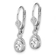 Sterling Silver Rhodium Plated 6x4mm Oval CZ Leverback Earrings - Birthstone Company