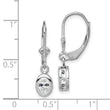 Sterling Silver Rhodium Plated 6x4mm Oval CZ Leverback Earrings