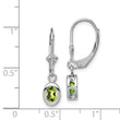 Sterling Silver Rhodium Plated 6x4mm Oval Peridot Leverback Earrings