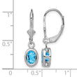 Sterling Silver Rhodium Plated 7x5mm Oval Blue Topaz Leverback Earrings - Birthstone Company
