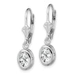 Sterling Silver Rhodium Plated 7x5mm Oval CZ Leverback Earrings