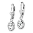 Sterling Silver Rhodium Plated 7x5mm Oval CZ Leverback Earrings - Birthstone Company
