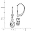 Sterling Silver Rhodium Plated 7x5mm Oval CZ Leverback Earrings