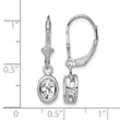 Sterling Silver Rhodium Plated 7x5mm Oval CZ Leverback Earrings - Birthstone Company