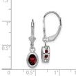 Sterling Silver Rhodium Plated 7x5mm Oval Garnet Leverback Earrings
