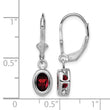 Sterling Silver Rhodium Plated 7x5mm Oval Garnet Leverback Earrings - Birthstone Company
