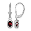 Sterling Silver Rhodium Plated 7x5mm Oval Garnet Leverback Earrings - Birthstone Company