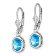 Sterling Silver Rhodium Plated 8x6mm Oval Blue Topaz Leverback Earrings - Birthstone Company