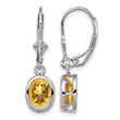 Sterling Silver Rhodium Plated 8x6mm Oval Citrine Leverback Earrings - Birthstone Company