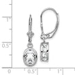 Sterling Silver Rhodium Plated 8x6mm Oval CZ Leverback Earrings