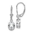 Sterling Silver Rhodium Plated 8x6mm Oval CZ Leverback Earrings