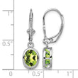 Sterling Silver Rhodium Plated 8x6mm Oval Peridot Leverback Earrings - Birthstone Company