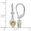 Sterling Silver Rhodium Plated 5mm Heart Citrine Leverback Earrings - Birthstone Company