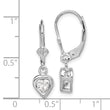 Sterling Silver Rhodium Plated 5mm Heart CZ Leverback Earrings