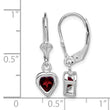 Sterling Silver Rhodium Plated 5mm Heart Garnet Leverback Earrings - Birthstone Company