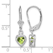 Sterling Silver Rhodium Plated 5mm Heart Peridot Leverback Earrings - Birthstone Company