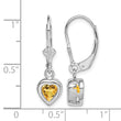 Sterling Silver Rhodium Plated 6mm Heart Citrine Leverback Earrings - Birthstone Company