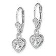 Sterling Silver Rhodium Plated 6mm Heart CZ Leverback Earrings - Birthstone Company