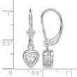 Sterling Silver Rhodium Plated 6mm Heart CZ Leverback Earrings - Birthstone Company