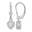 Sterling Silver Rhodium Plated 6mm Heart CZ Leverback Earrings - Birthstone Company