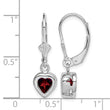 Sterling Silver Rhodium Plated 6mm Heart Garnet Leverback Earrings - Birthstone Company