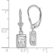 Sterling Silver Rhodium Plated 7x5 Emerald Cut CZ Leverback Earrings
