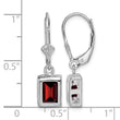 Sterling Silver Rhodium Plated 7x5 Emerald Cut Garnet Leverback Earrings - Birthstone Company