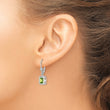 Sterling Silver Rhodium Plated 7x5 Emerald Cut Peridot Leverback Earrings - Birthstone Company