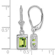 Sterling Silver Rhodium Plated 7x5 Emerald Cut Peridot Leverback Earrings - Birthstone Company