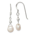 Sterling Silver Polished 7-8mm Freshwater Cultured Pearl Dangle Earrings